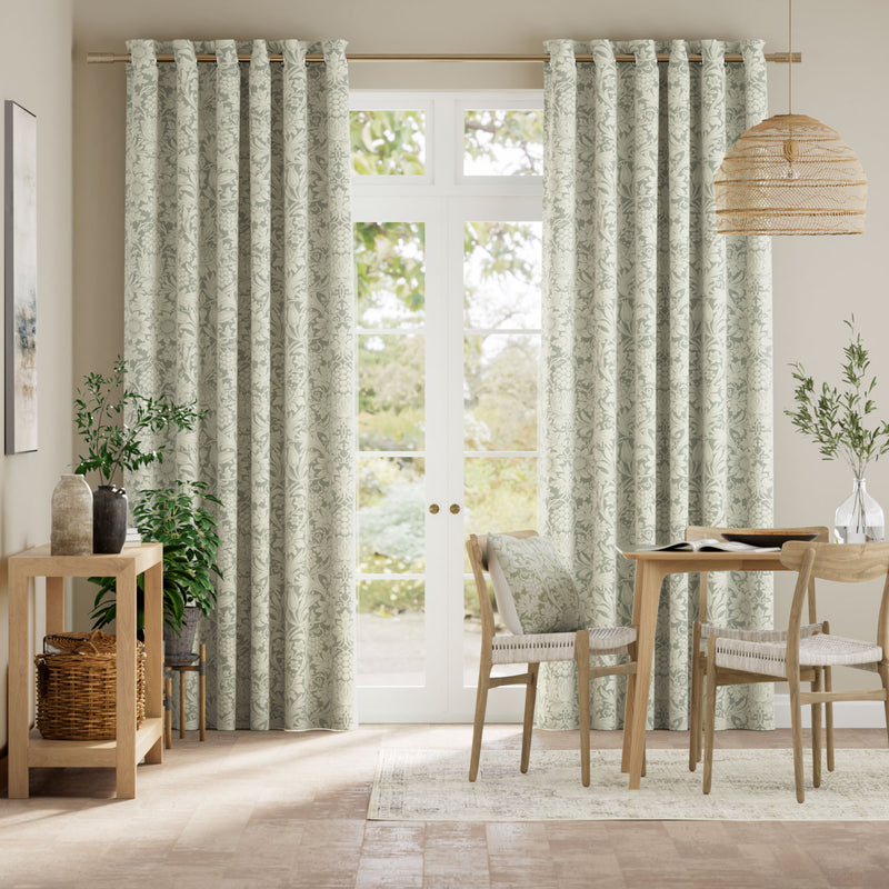 Colorized William Morris Sunflower Soft Green Curtains 5830