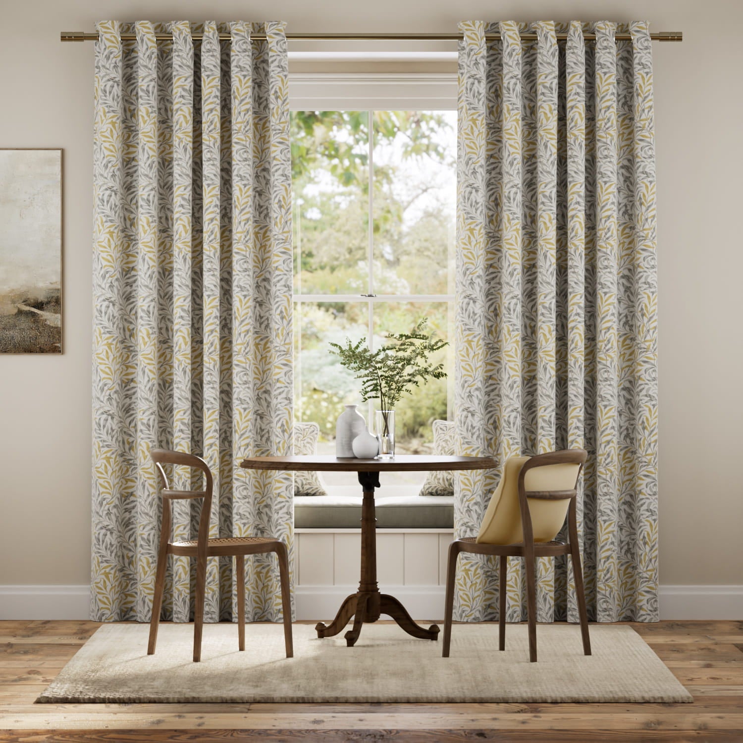 Colorized William Morris Willow Bough Gold Curtains 5832