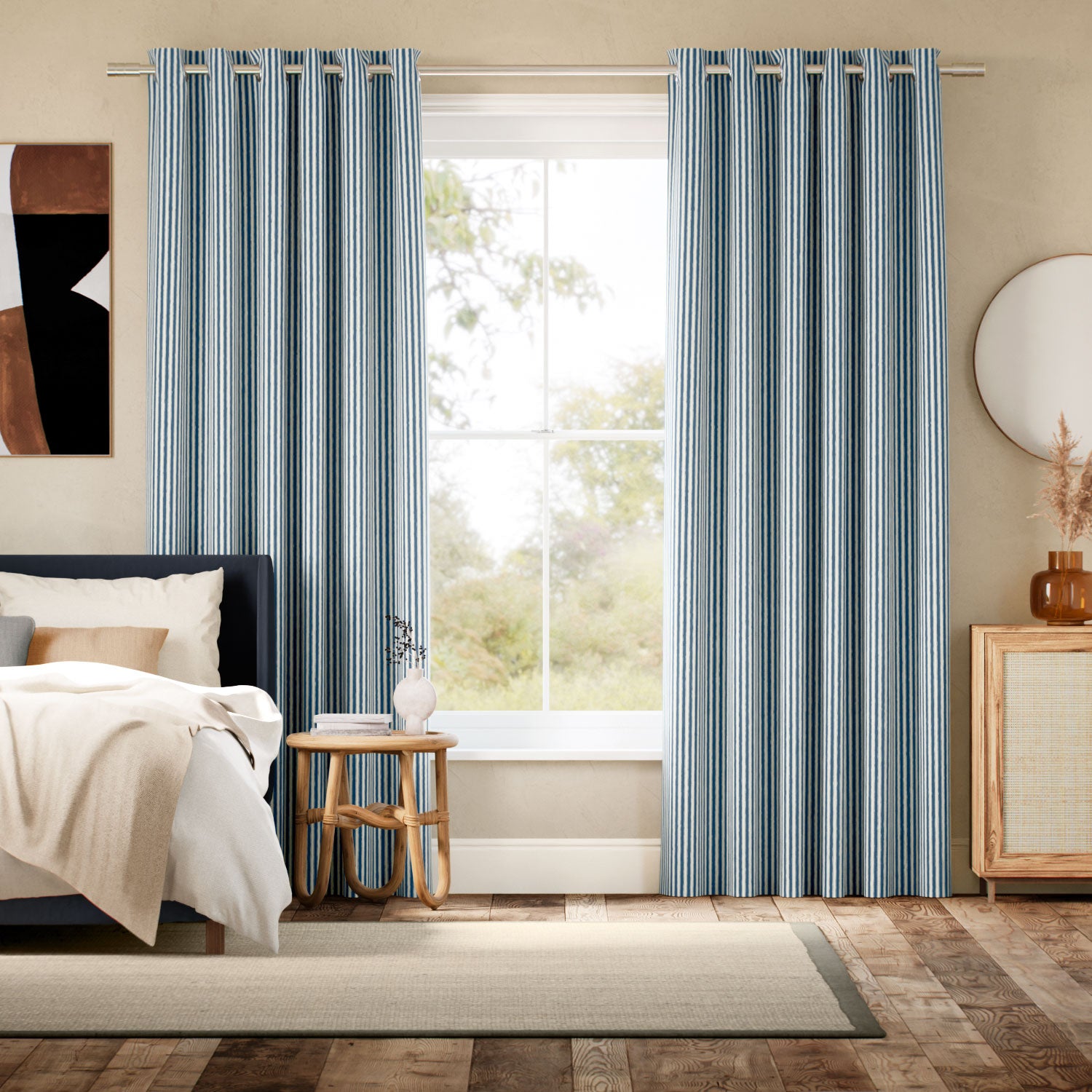 Colorized Tiger Stripe Navy Curtains 5850