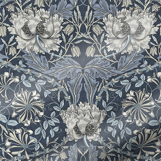 ColorizedPLA William Morris Honeysuckle and Tulip Velvet Grey Blue Curtains 5909