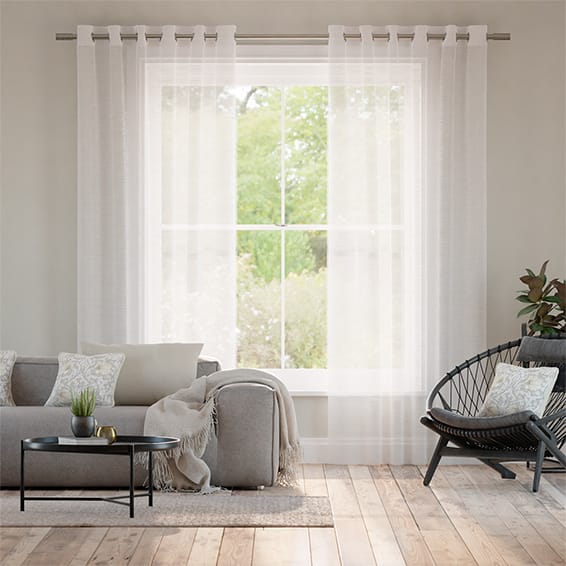 Colorized Rhythm Voile Arctic White Curtains 5952