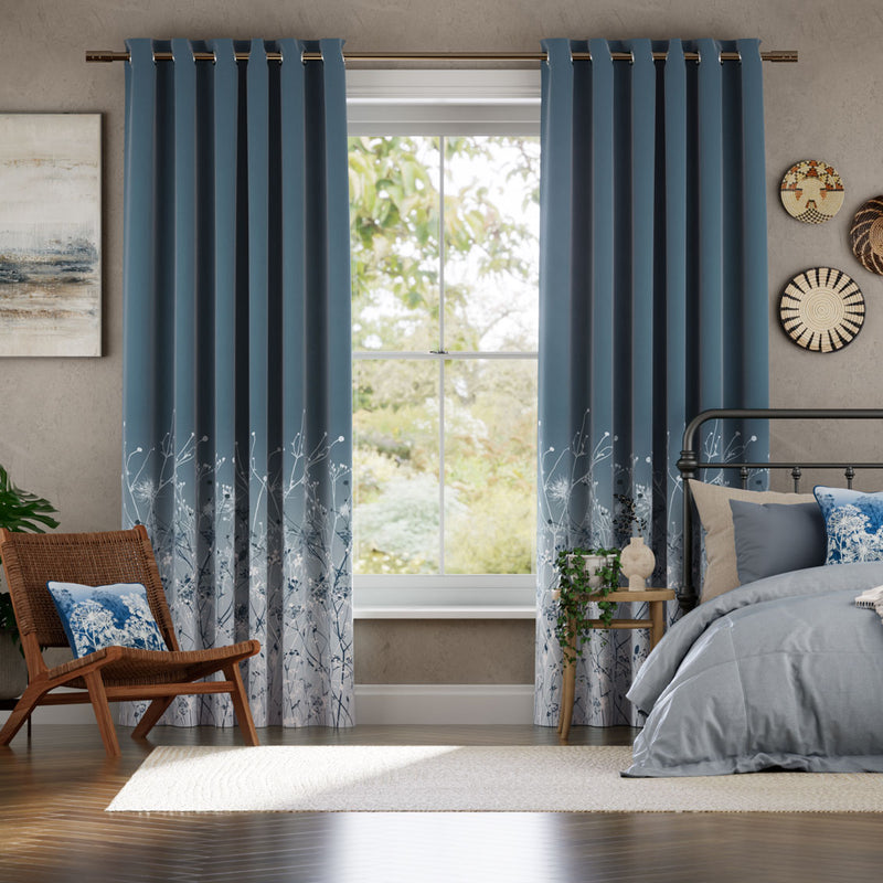 Colorized September Meadow Smoke Blue Curtains 6028