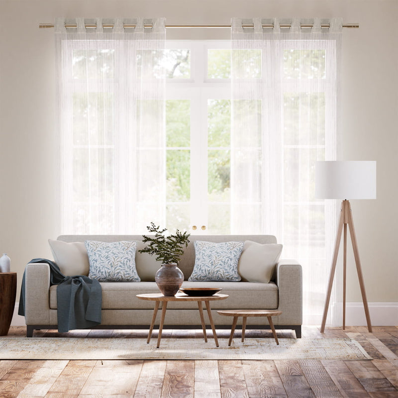 Colorized Leone Embroidered Voile Pinstripe Curtains 6095