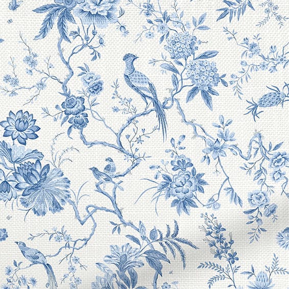 ColorizedPLA Bird Toile French Blue Curtains 6132