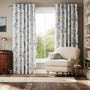 Colorized Bird Toile French Blue Curtains 6132