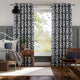 Colorized Ikat Damask Ink Blue Curtains 6139