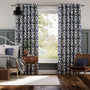 Colorized Ikat Damask Ink Blue Curtains 6139