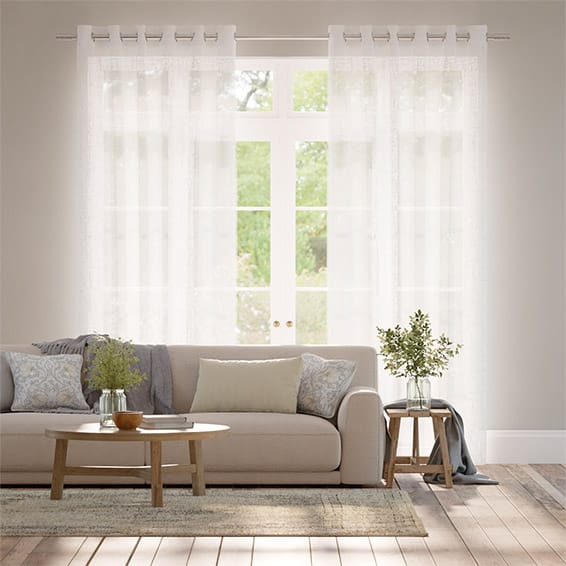 Colorized Lumiere Unlined Laurel White Curtains 6174