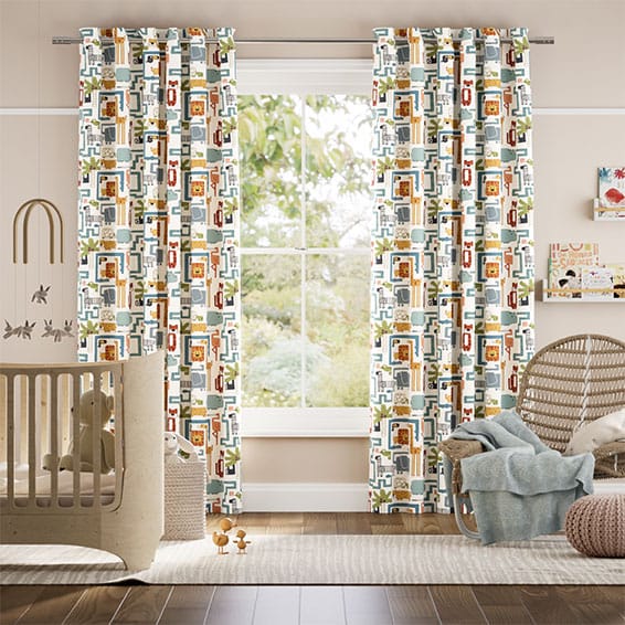 Colorized Jungle Jiggle Denim Multi Curtains 6206