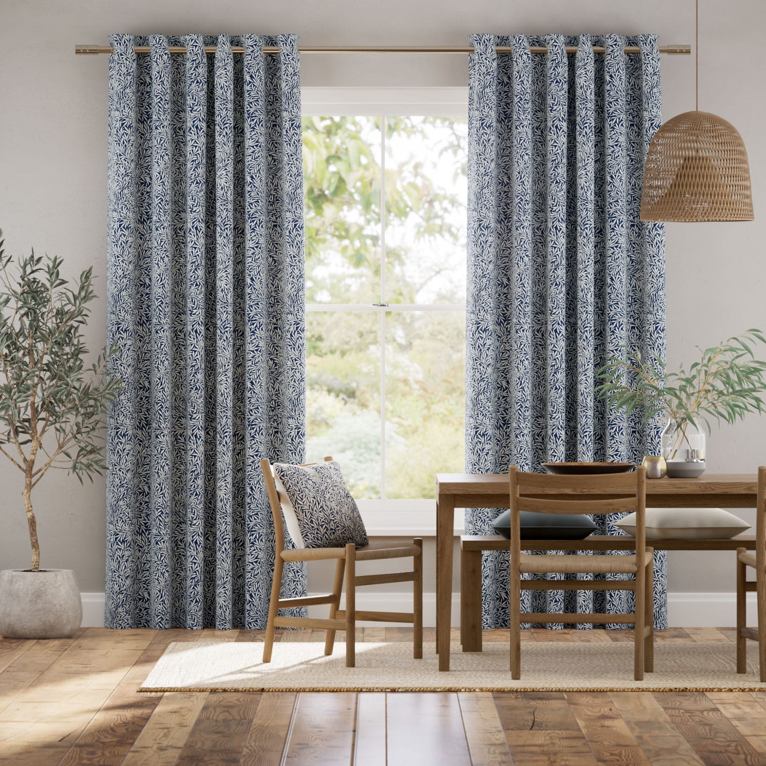 Colorized William Morris Willow Ink Curtains 6248