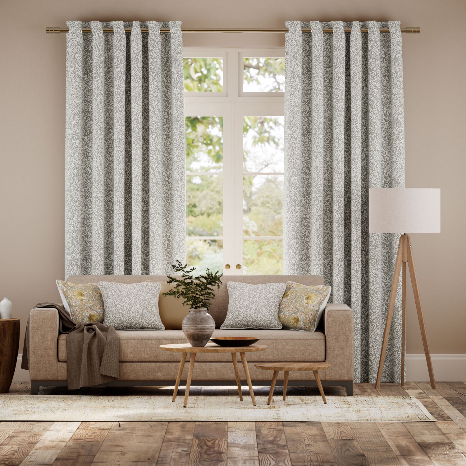 Colorized William Morris Willow Steeple Grey Curtains 6254