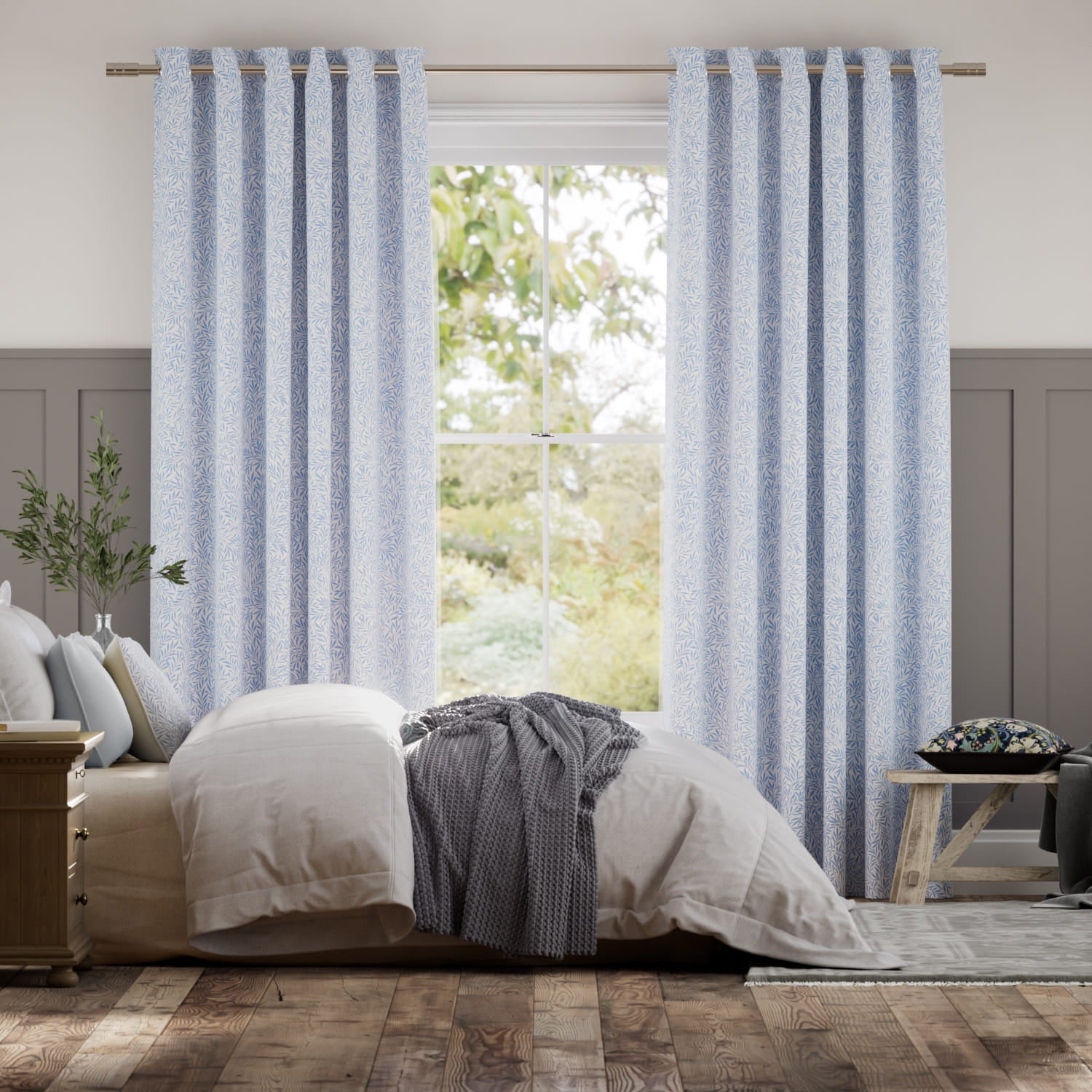 Colorized William Morris Willow Cornflower Curtains 6246