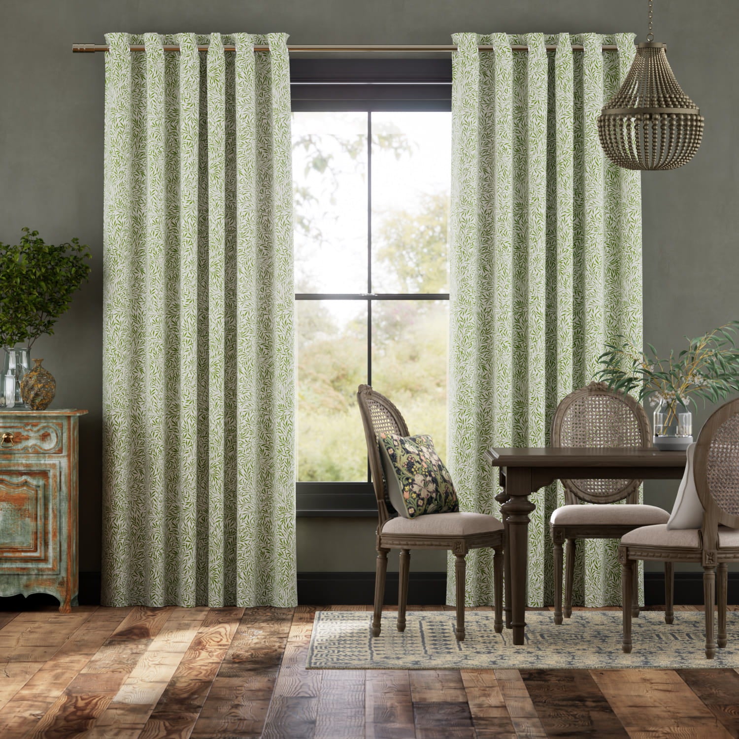 Colorized William Morris Willow Clover Curtains 6245