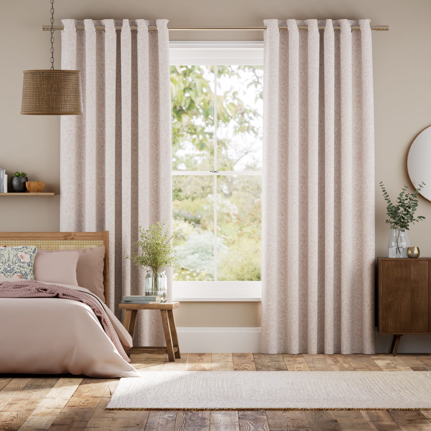 Colorized William Morris Willow Blush  Curtains 6244