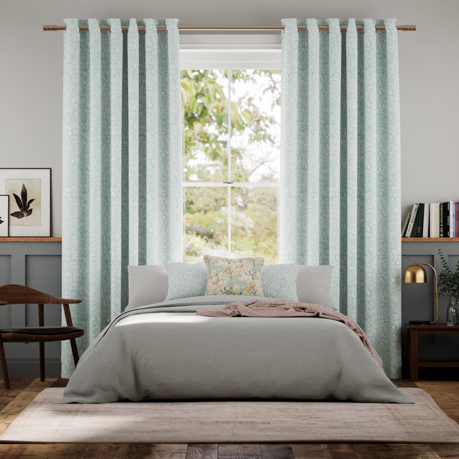 Colorized William Morris Willow Duck Egg Curtains 6247