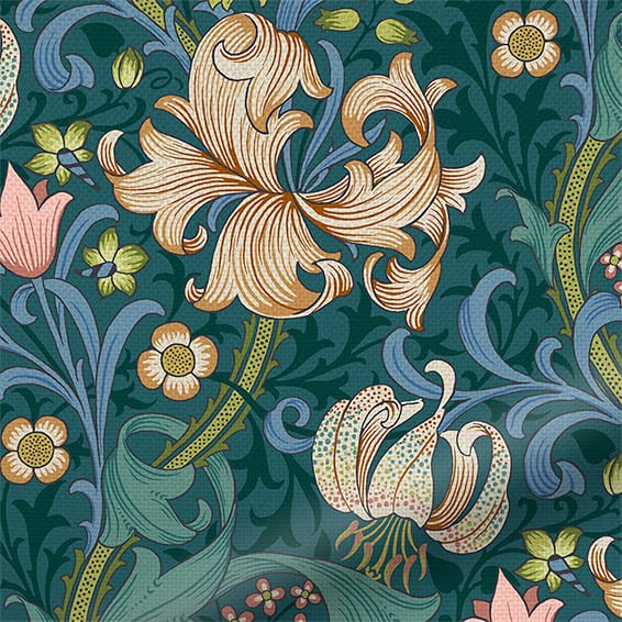 ColorizedPLA William Morris Golden Lily Evergreen Curtains 6264