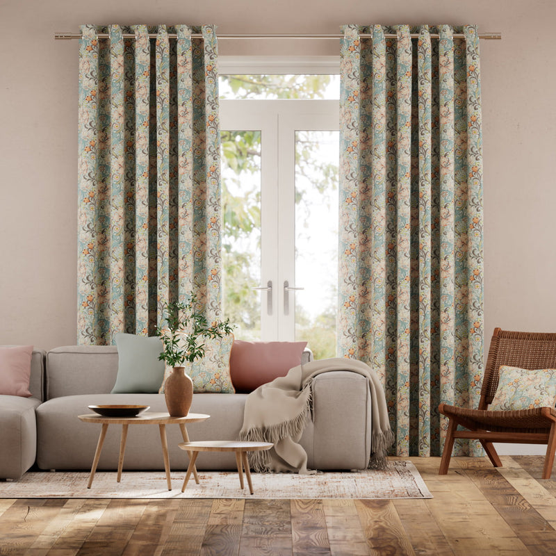 Colorized William Morris Golden Lily Coral Curtains 6261