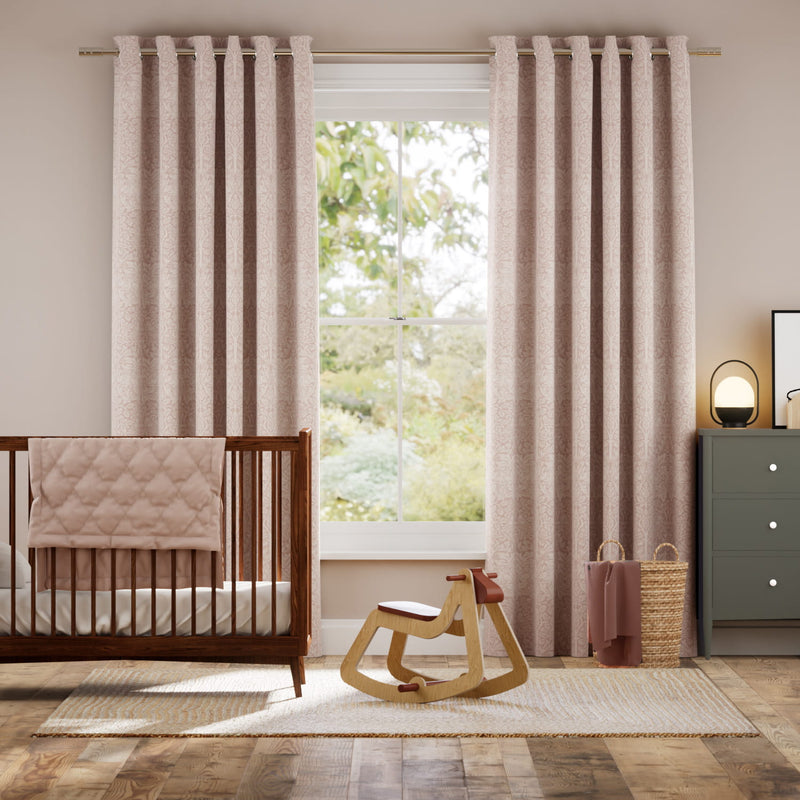 Colorized William Morris Brother Rabbit Soft Pink Curtains 6273