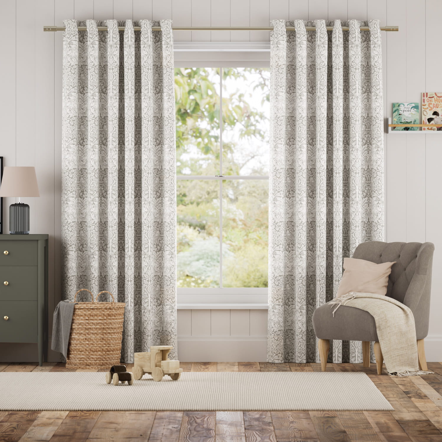 Colorized William Morris Brother Rabbit Stone Curtains 6274