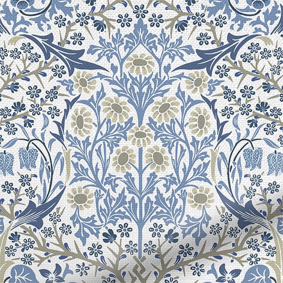 ColorizedPLA William Morris Blackthorn China Blue Curtains 6276