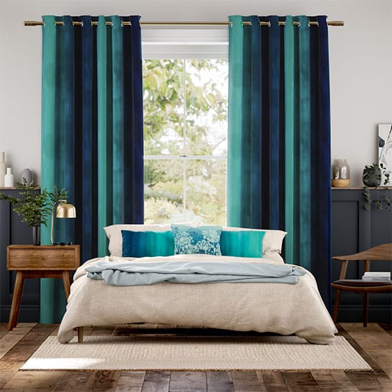 Colorized Watercolour Teal Curtains 6310