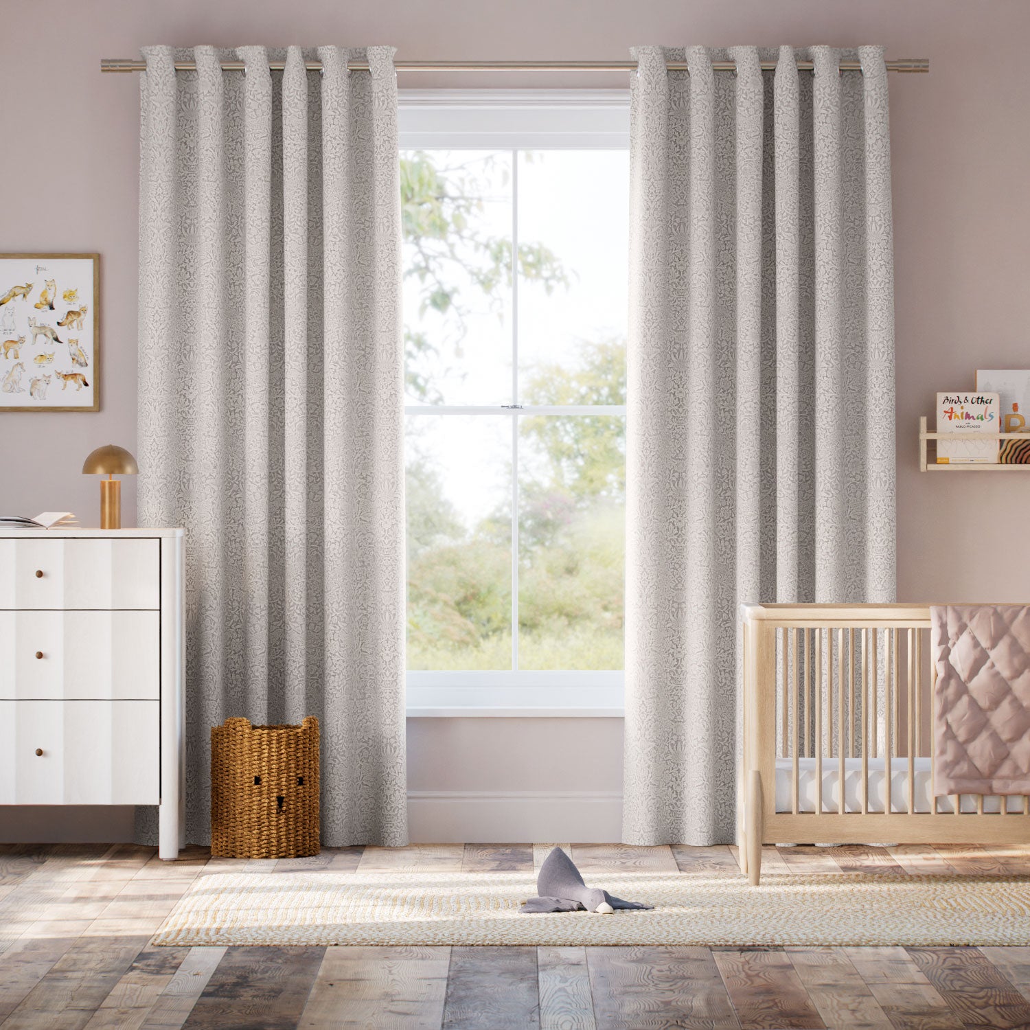 Colorized William Morris Strawberry Thief Jacquard Ivory  Curtains 6391