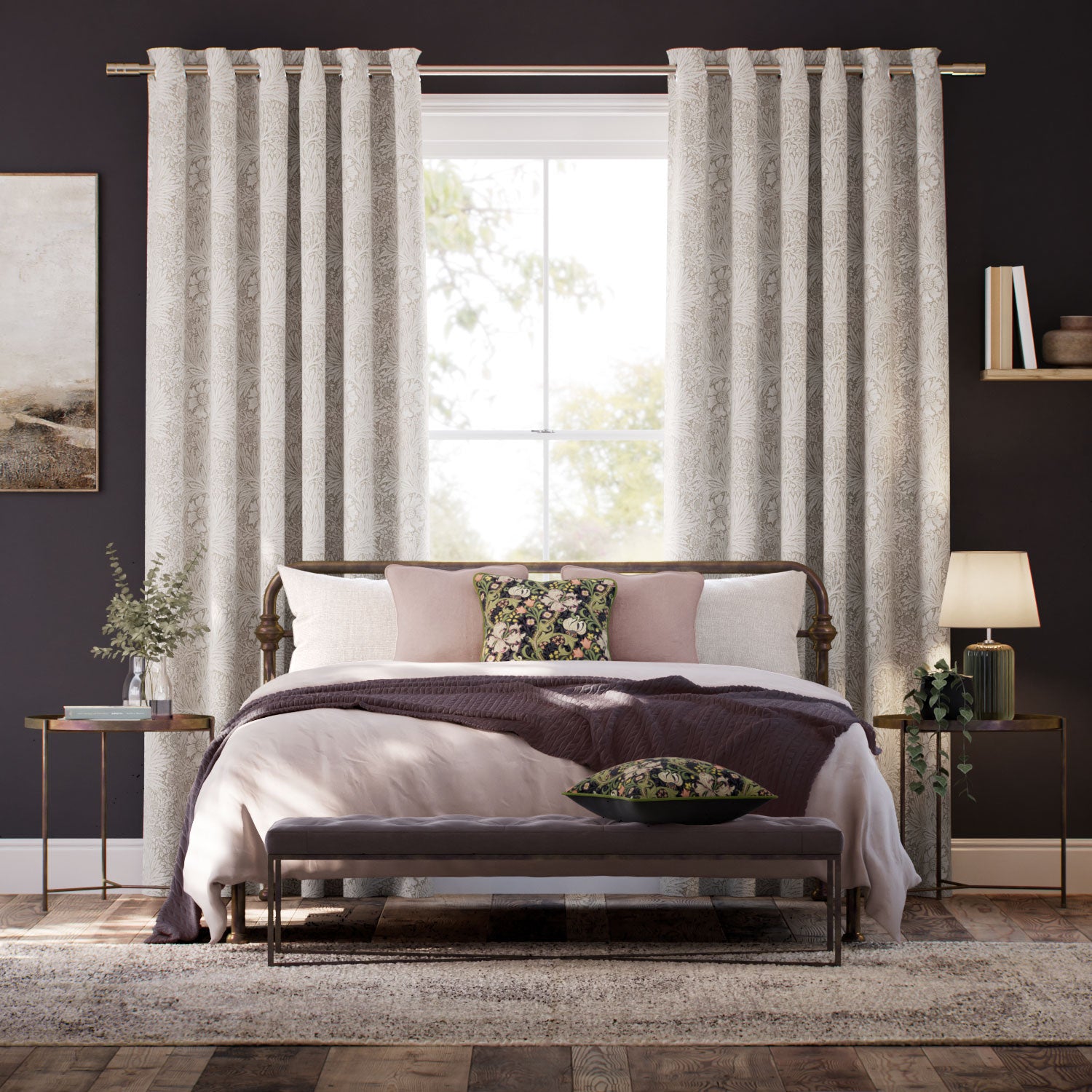 Colorized William Morris Marigold Jacquard Linen Curtains 6571