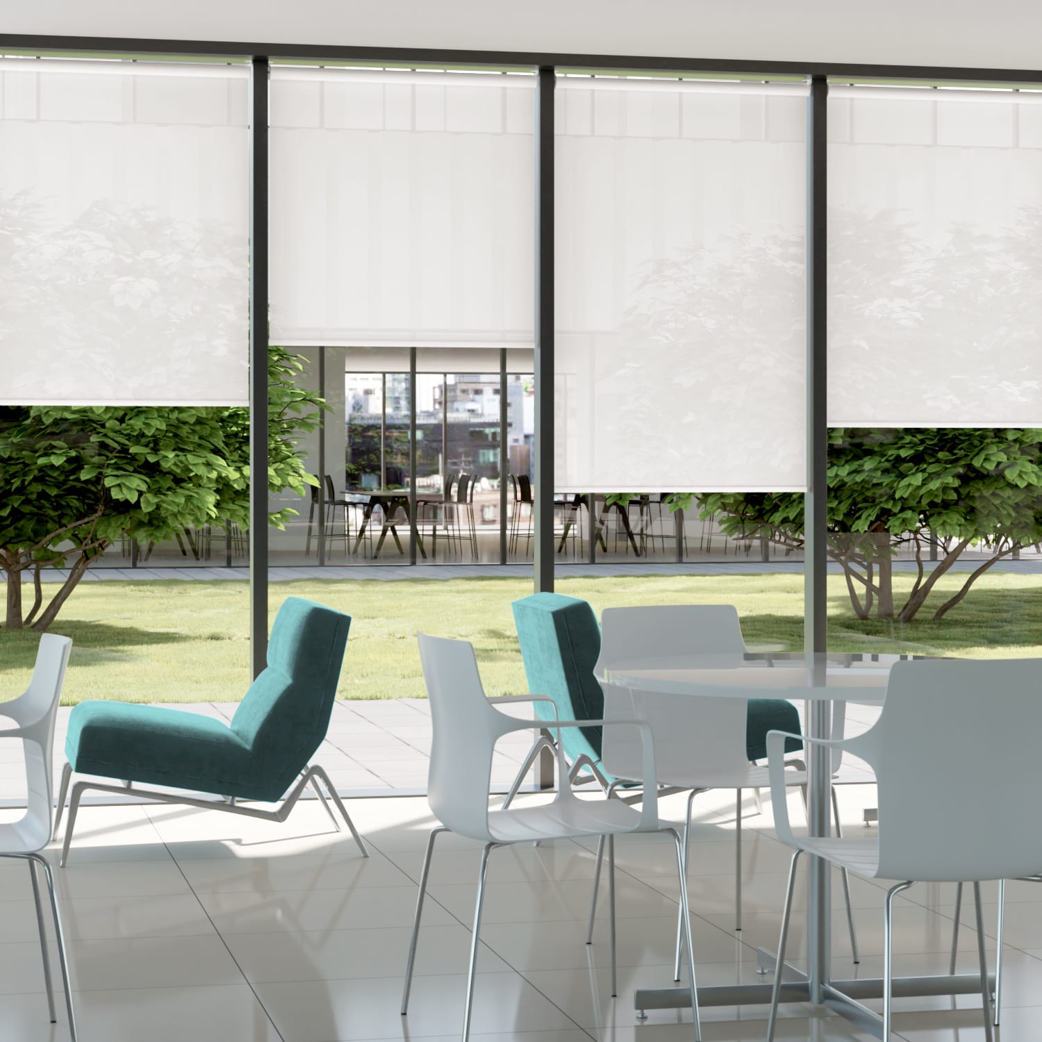 ColorizedZoom Contract Oculus Bone White Roller Blind 8026