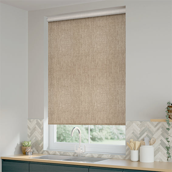 ColorizedZoom Thermal Luxe Dimout Biscuit Roller Blind 8112