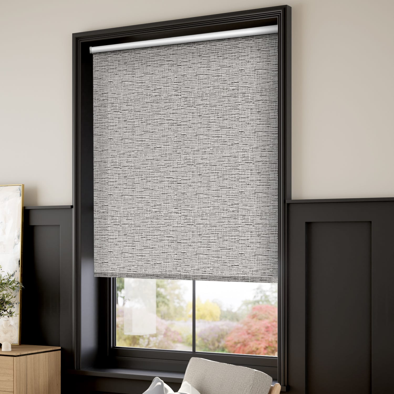 ColorizedZoom Turin Blackout Brushed Silver Roller Blind 8132