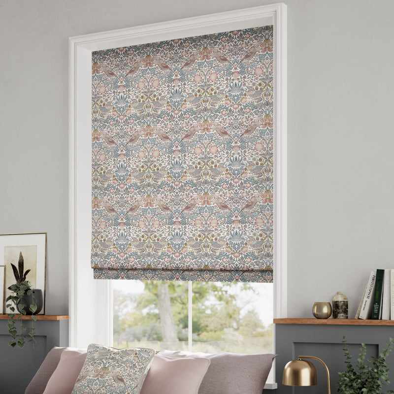 ColorizedZoom William Morris Strawberry Thief Rose Chalk Roman Blind 7092